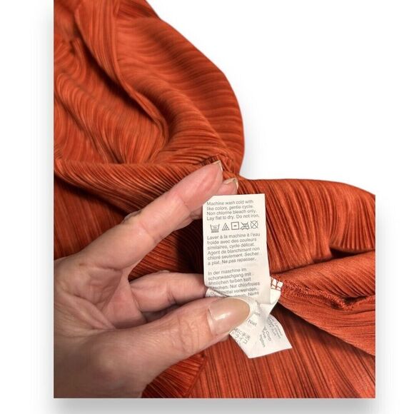 Madewell Rust Orange Pleated Blouse Oversized Boho Minimalist Top Womens Size XS - Picture 10 of 12